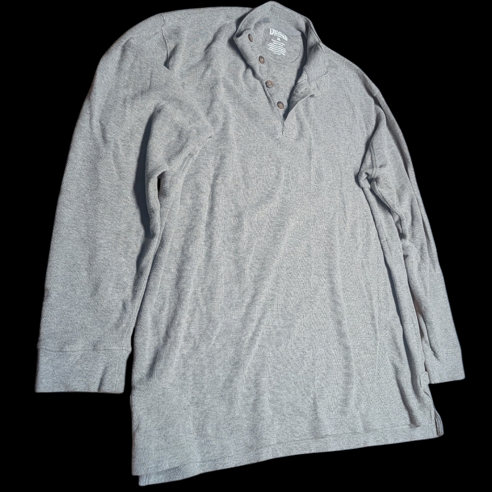 Duluth Trading Co Mens Light Gray XL Long Sleeve Henley Tee